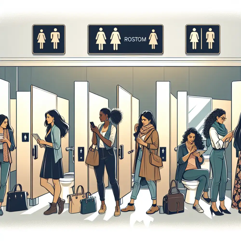 women going to the bathroom